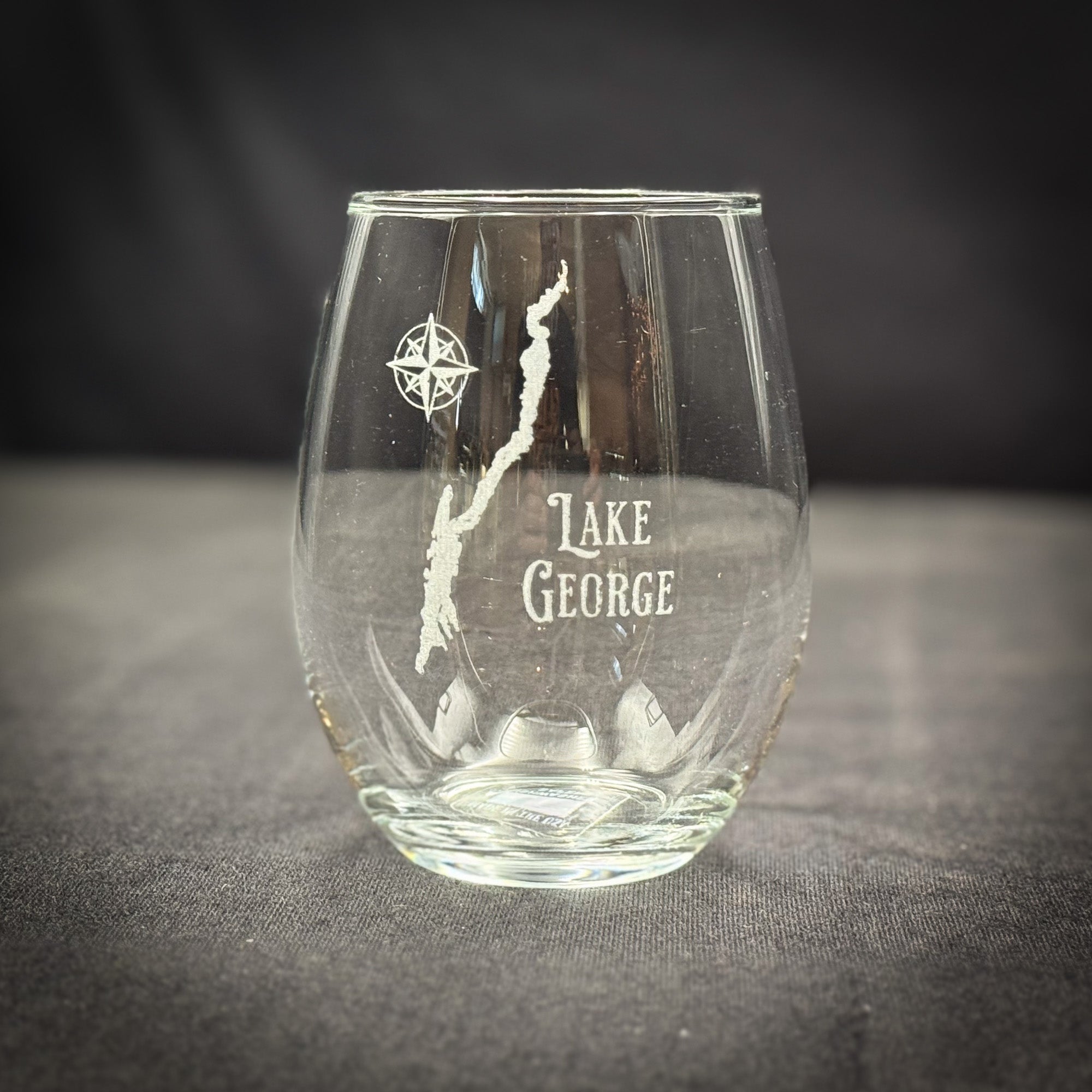 Lake George NY Vintage Stemless Wine Glass