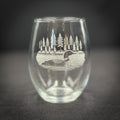 Loon on a Lake - 15 oz Stemless Wine Glass