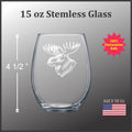 Moose Head 15 oz Stemless Wine Glass
