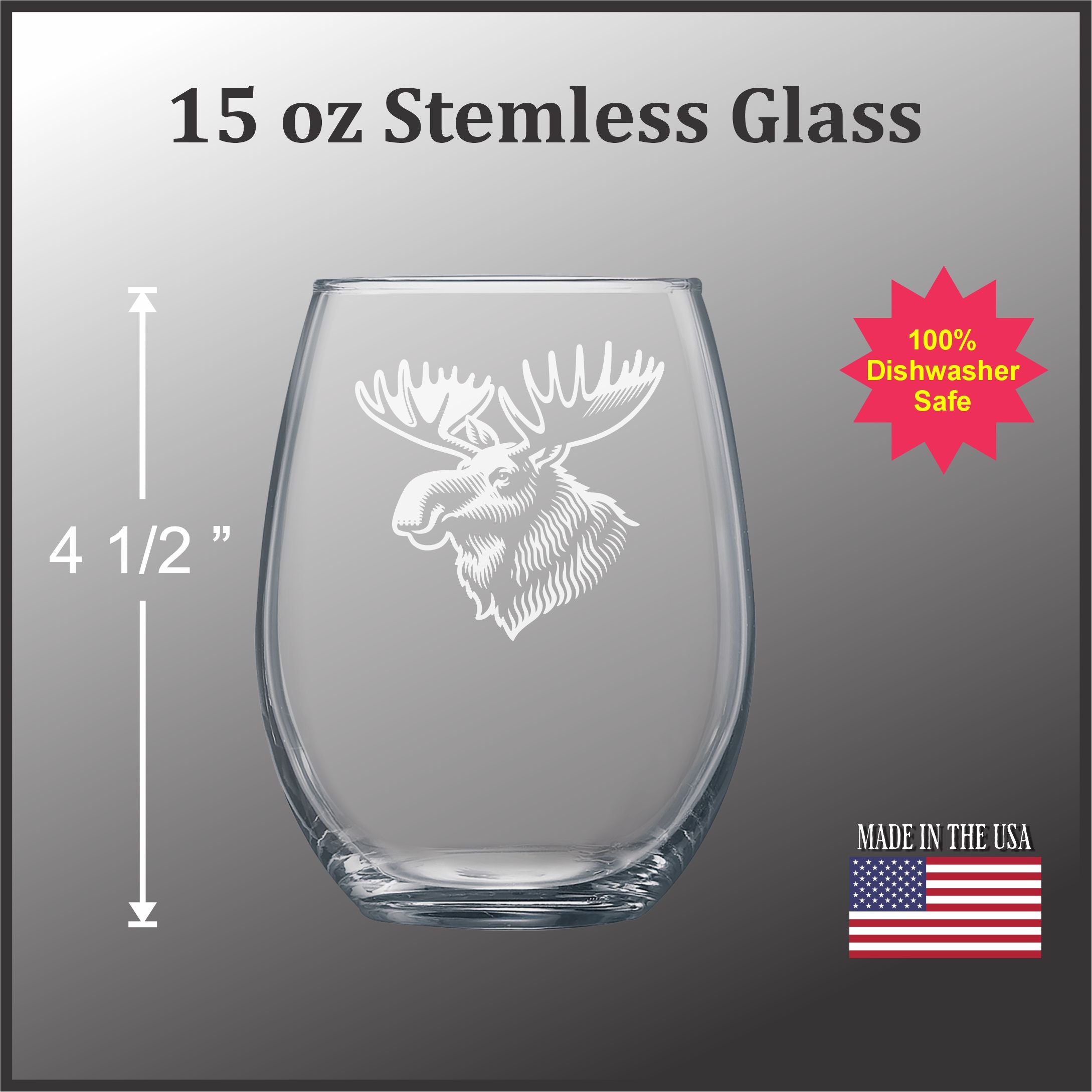 Moose Head 15 oz Stemless Wine Glass