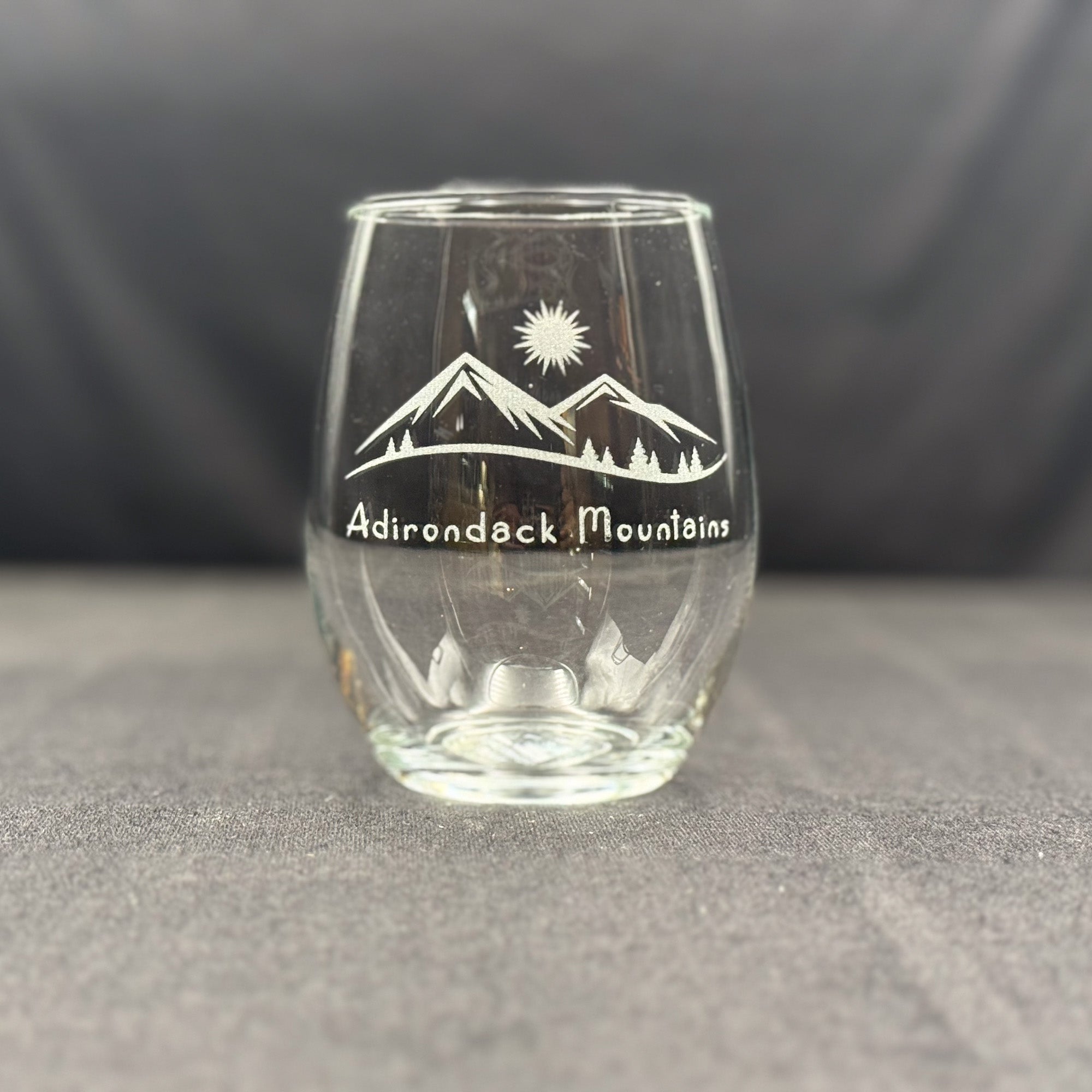 Mountains and Trees - 15 oz Stemless Wine Glass