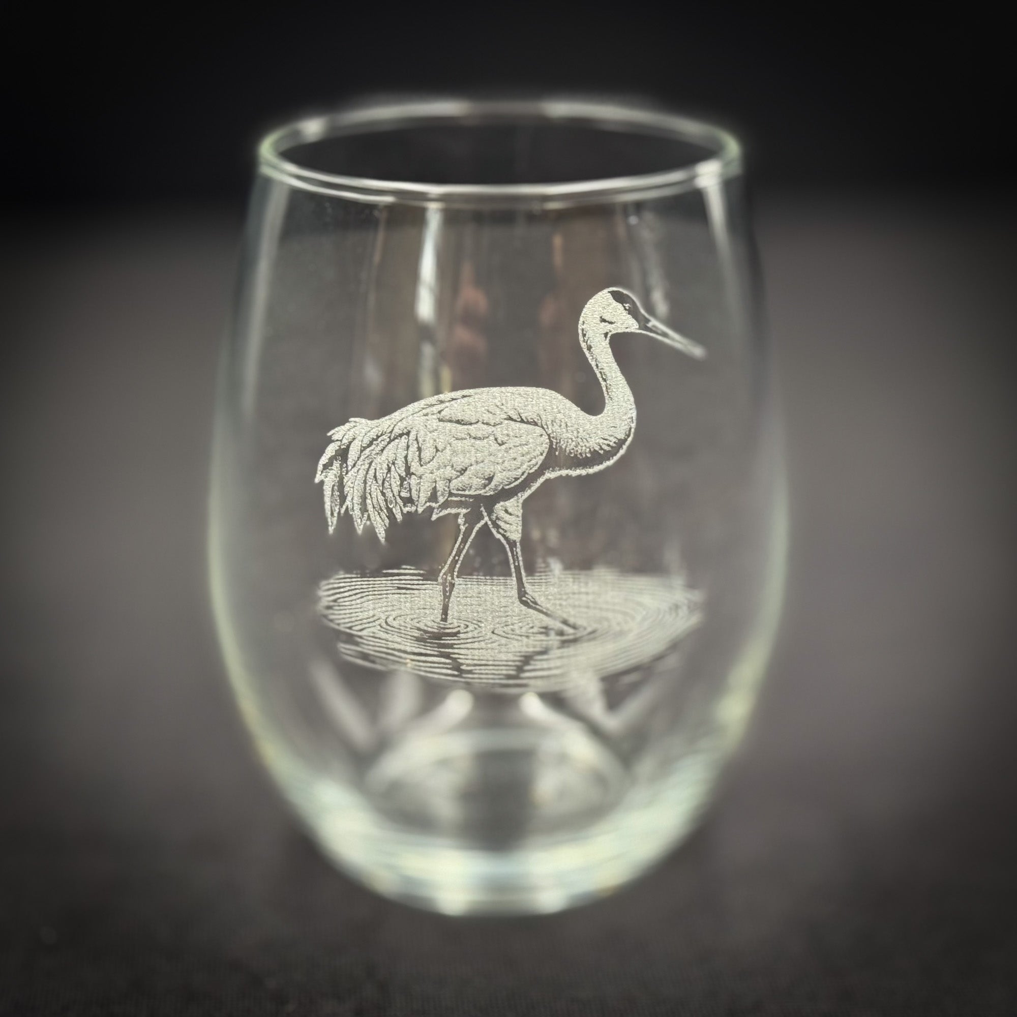 Sandhill Crane - 15 oz Stemless Wine Glass