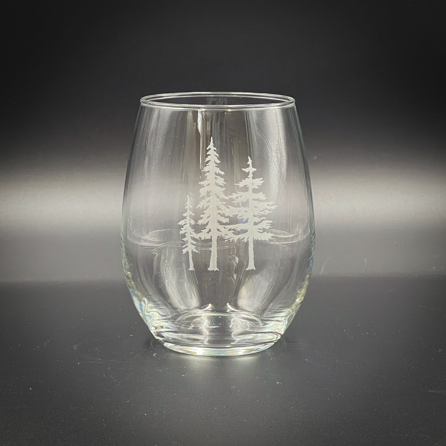 3 Trees - Etched 15 oz Stemless Wine Glass