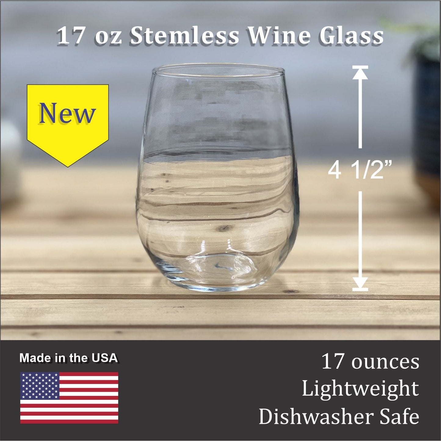 Moose- Etched 17 oz Stemless Wine Glass