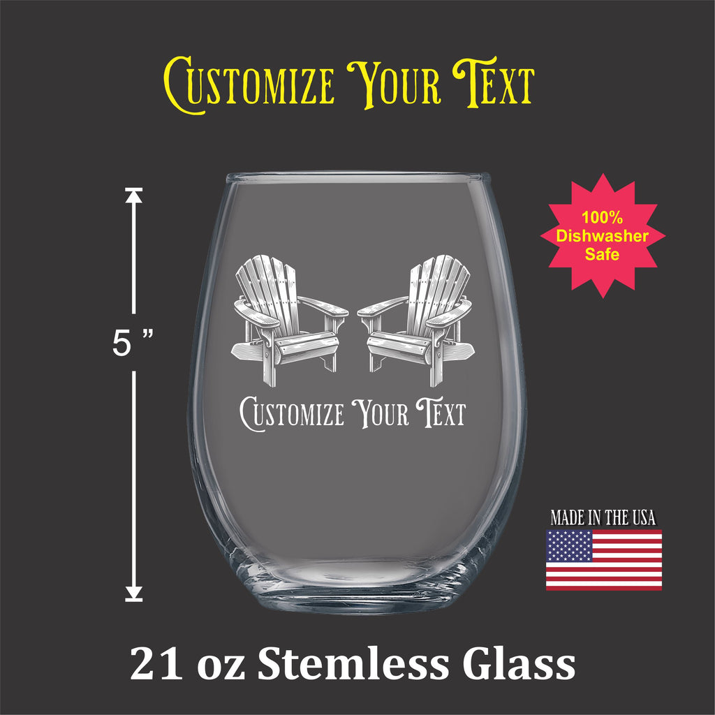 Adirondack Chairs Vintage 21 oz Stemless Wine Glass