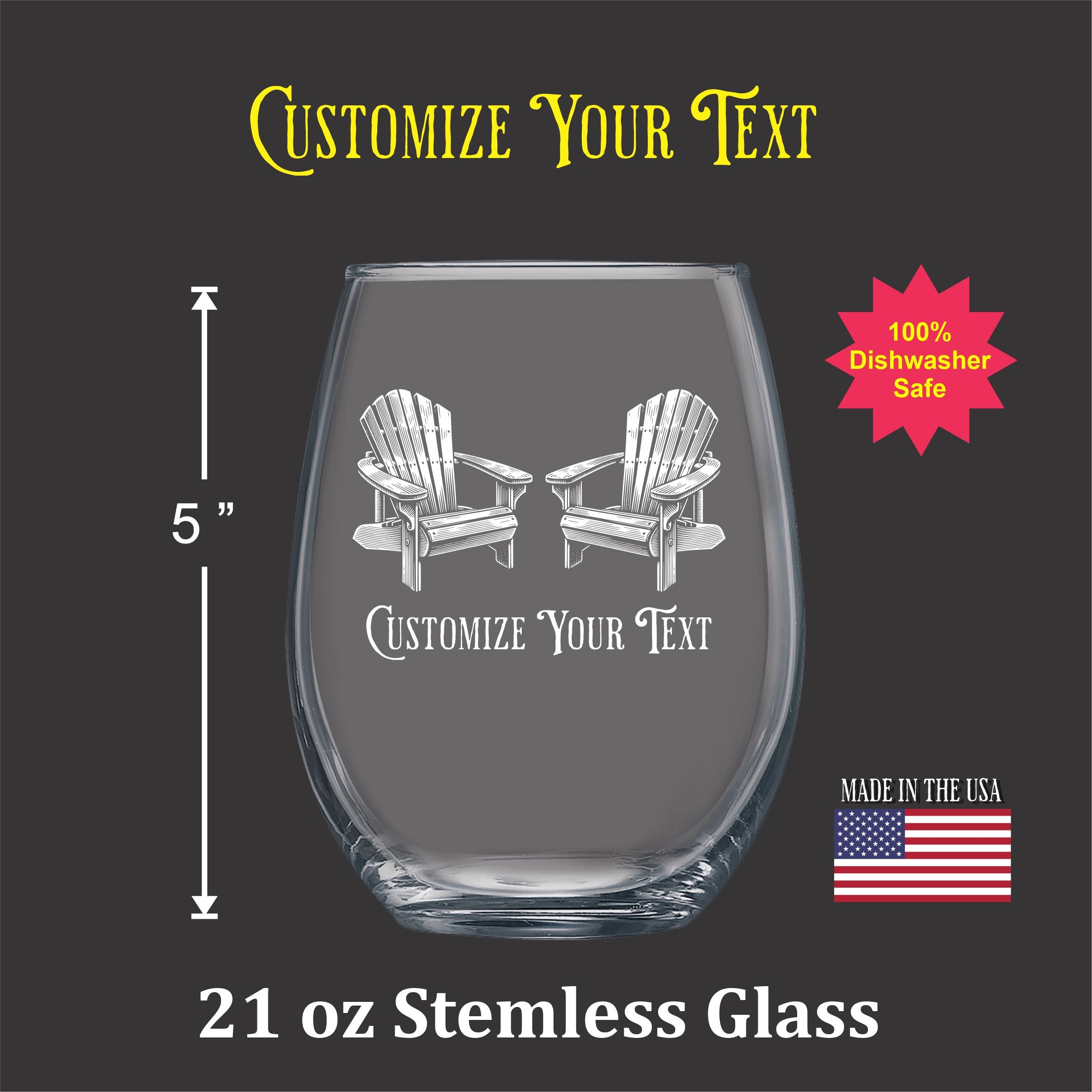Adirondack Chairs Vintage 21 oz Stemless Wine Glass