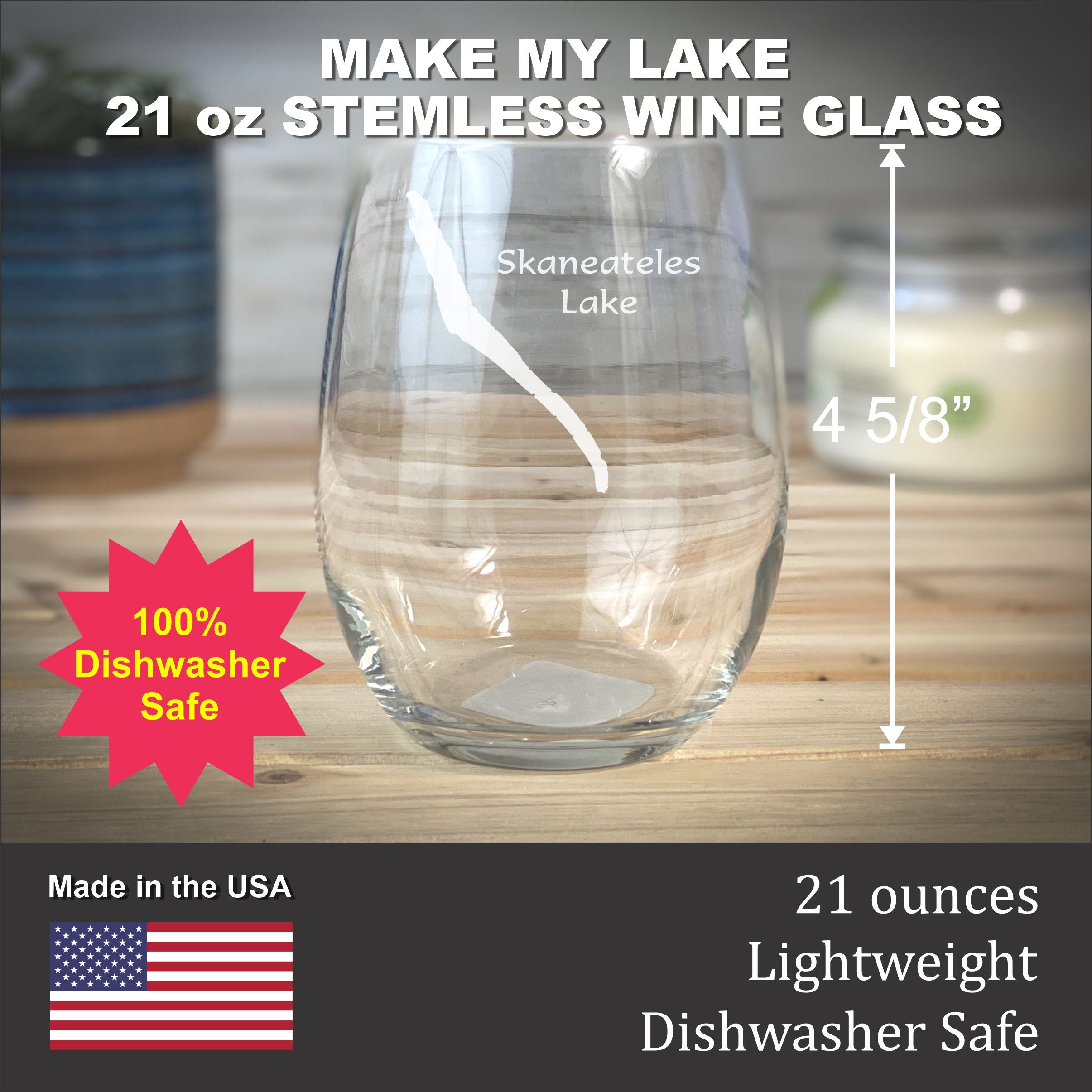 Make My Lake 21 oz Stemless Wine Glass
