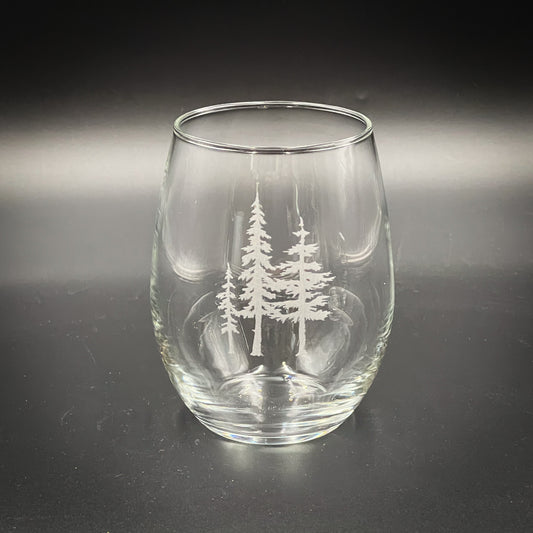 Trees - Etched 21 oz Stemless Wine Glass