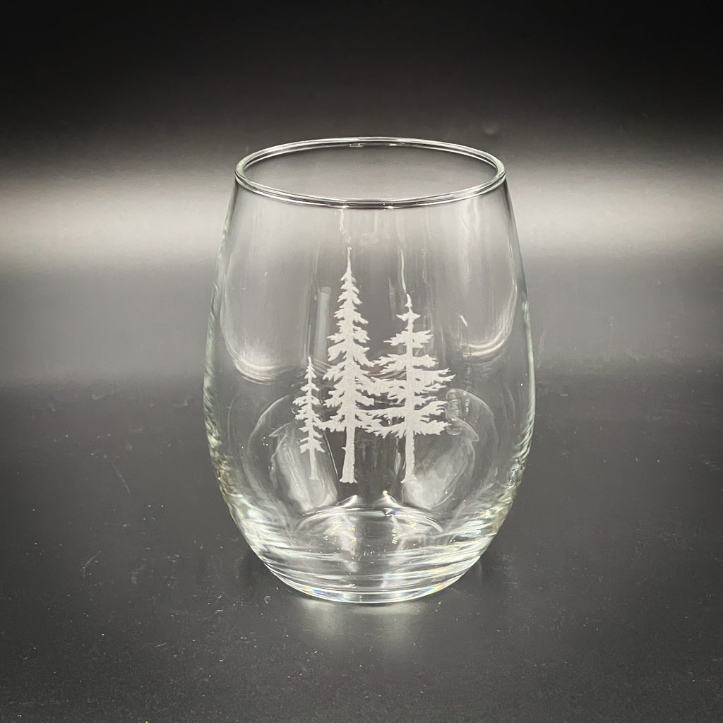3 Trees - Etched 21 oz Stemless Wine Glass