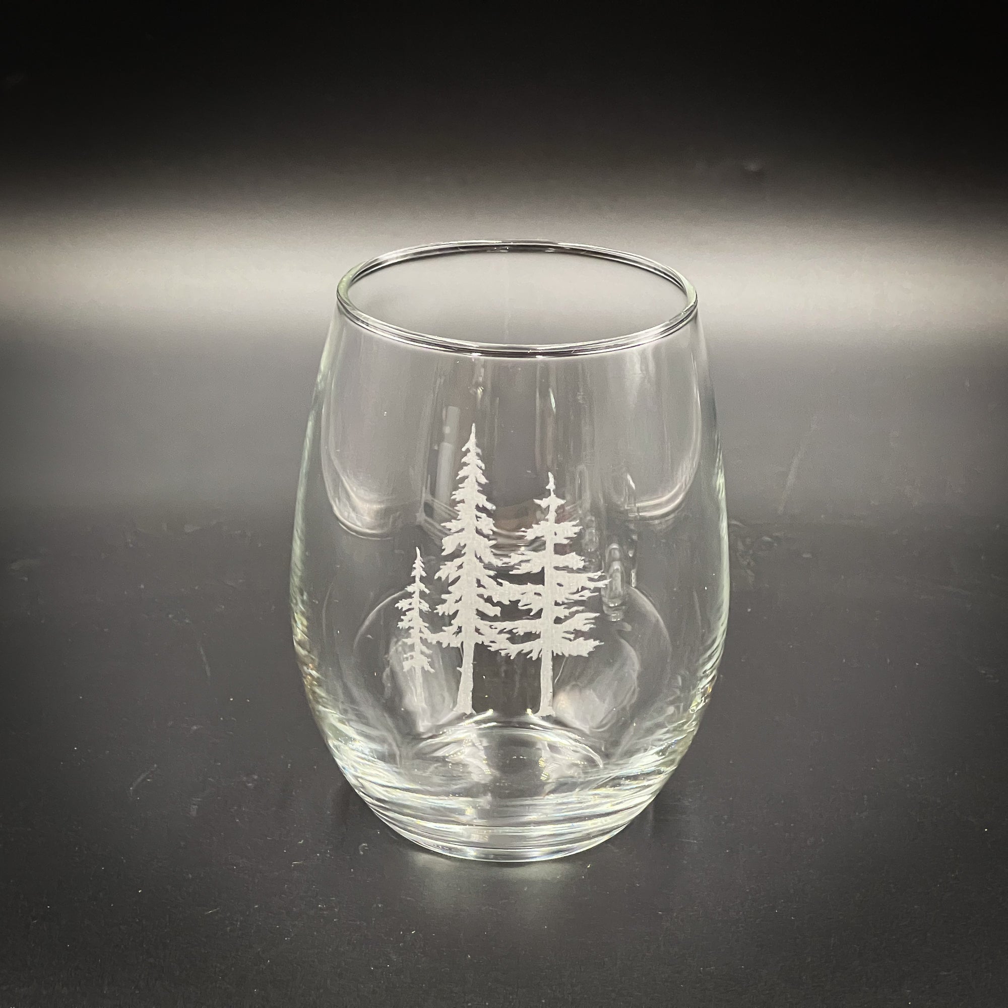 3 Trees - Etched 21 oz Stemless Wine Glass
