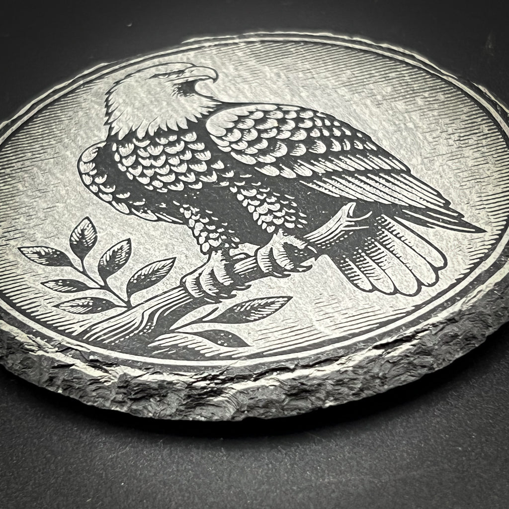Eagle Perched - 4" Square Slate Coaster