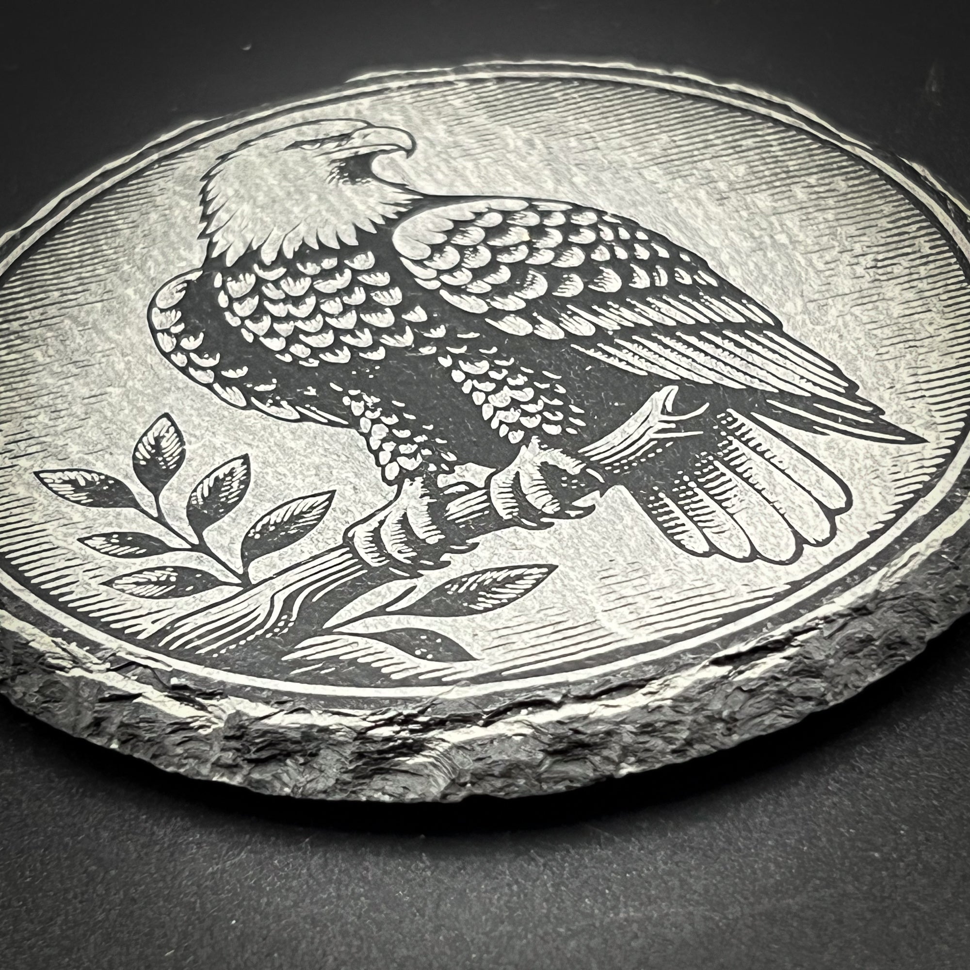 Eagle Perched - 4" Square Slate Coaster