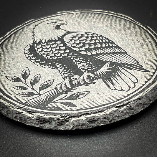 Eagle Perched - 4" Square Slate Coaster (In Store)