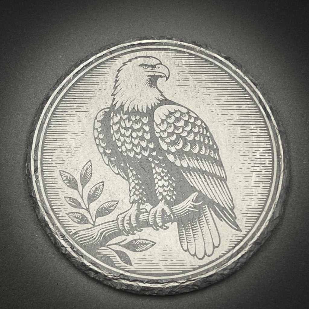 Eagle Perched - 4" Square Slate Coaster