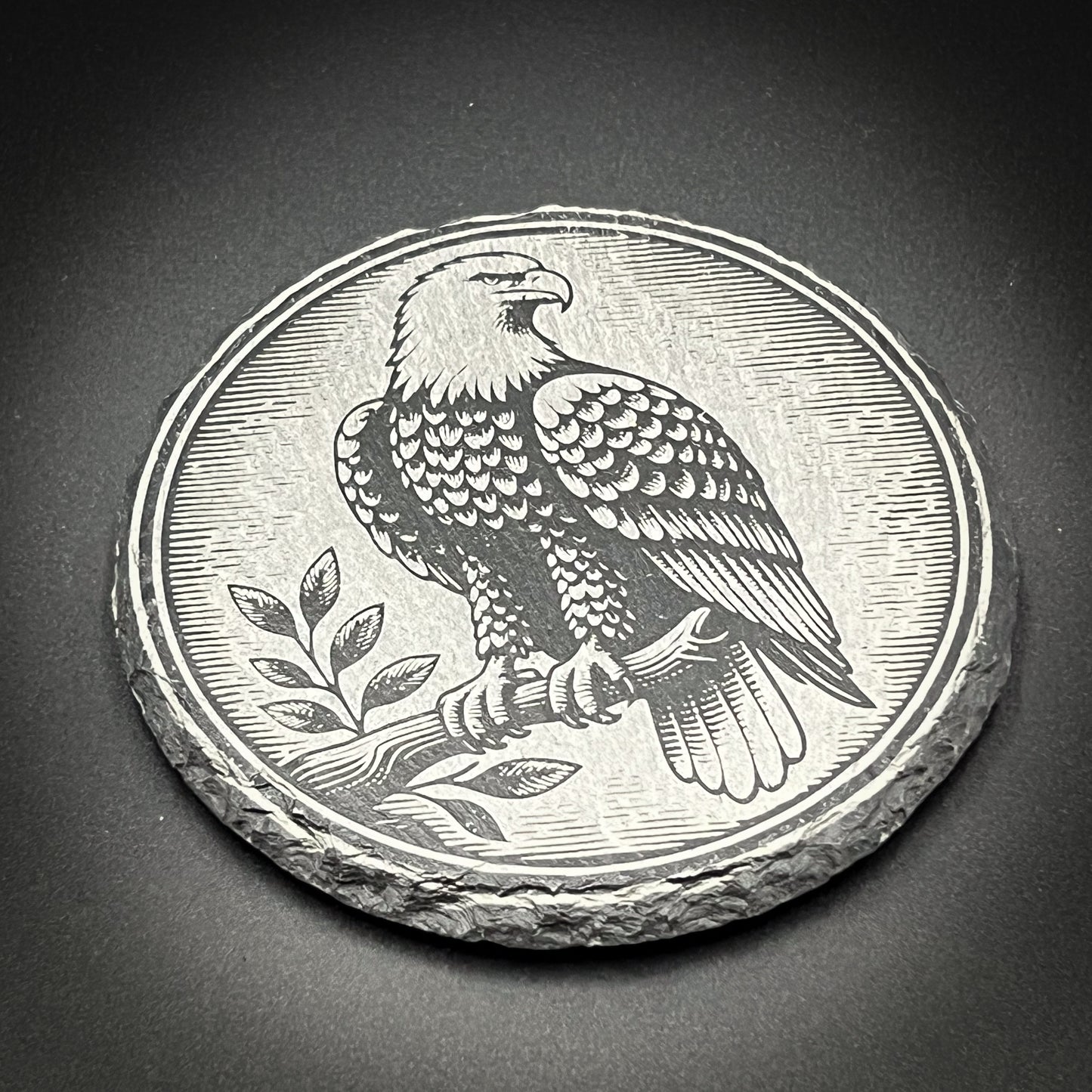 Eagle Perched - 4" Square Slate Coaster (In Store)