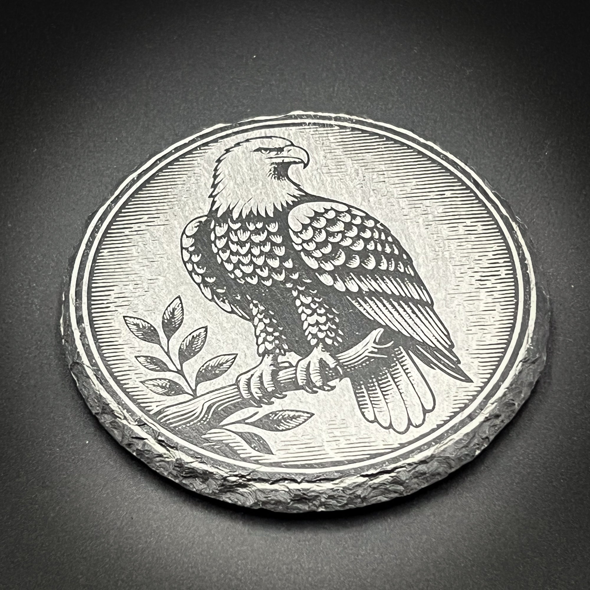 Eagle Perched - 4" Square Slate Coaster