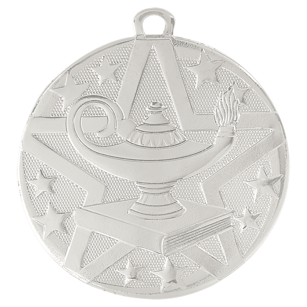 Silver 2" Superstar Lamp of Knowledge Medal