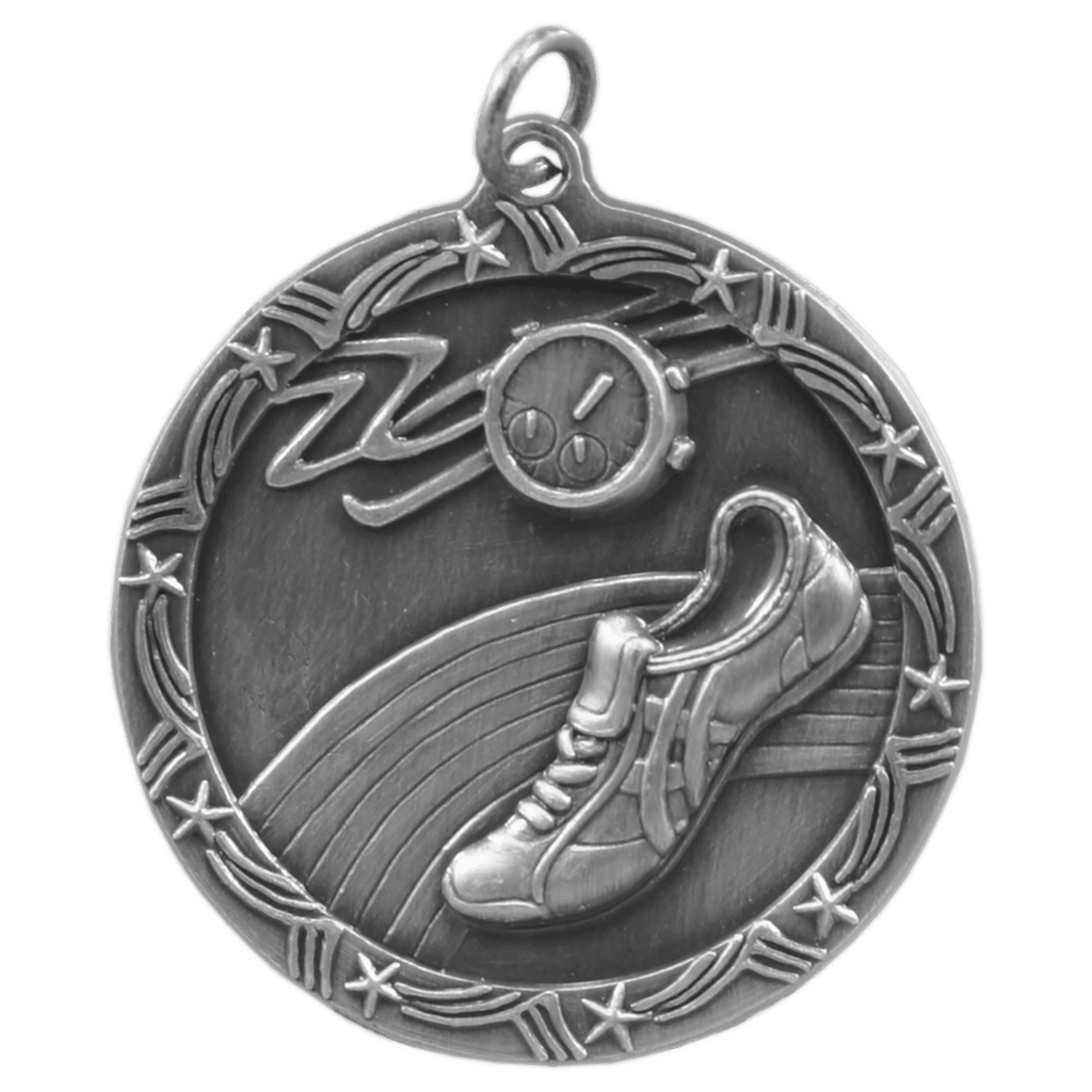 Antique Silver 1 3/4" Track Shooting Star Medal