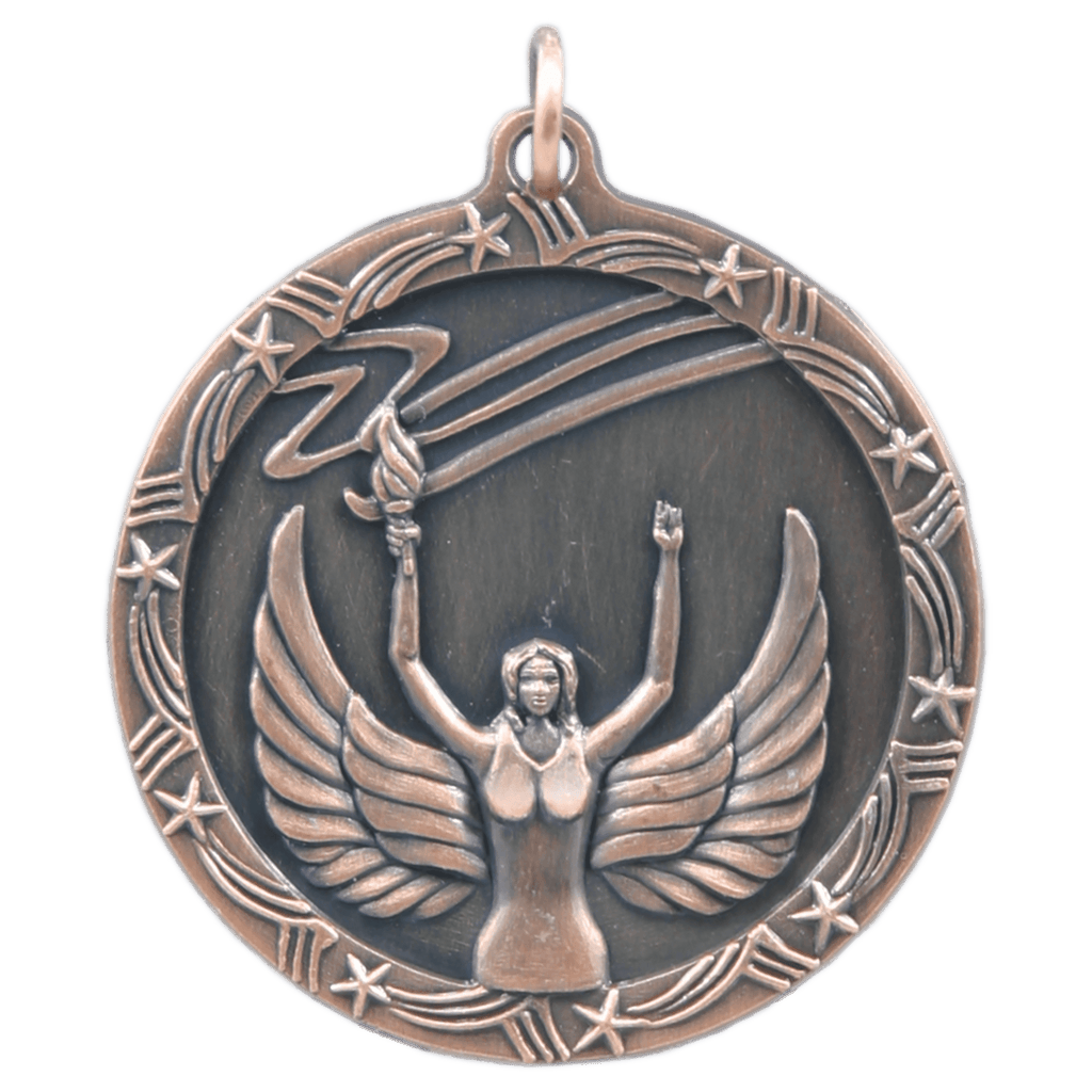 Antique Bronze 1 3/4" Victory Shooting Star Medal