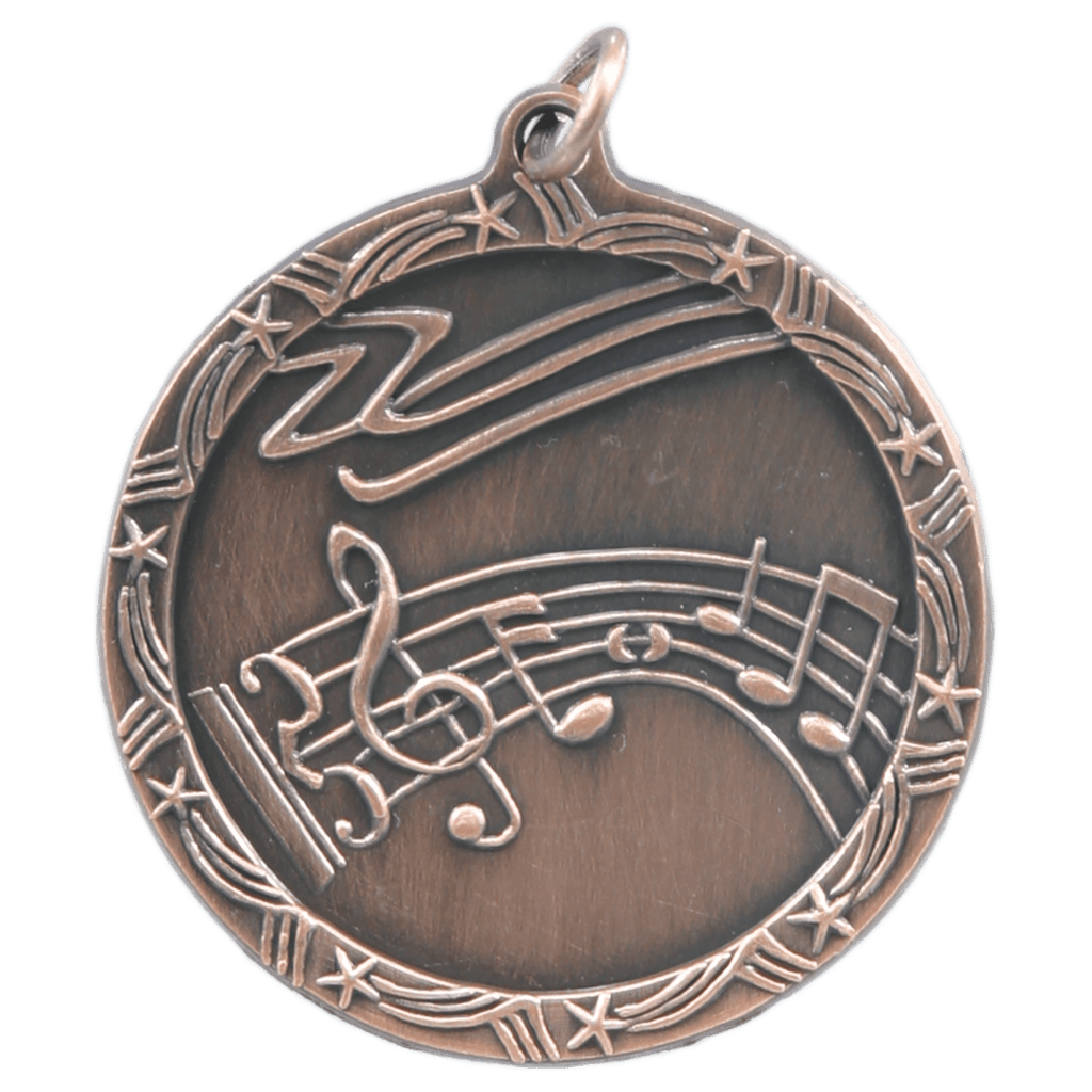 Antique Bronze 1 3/4" Music Shooting Star Medal
