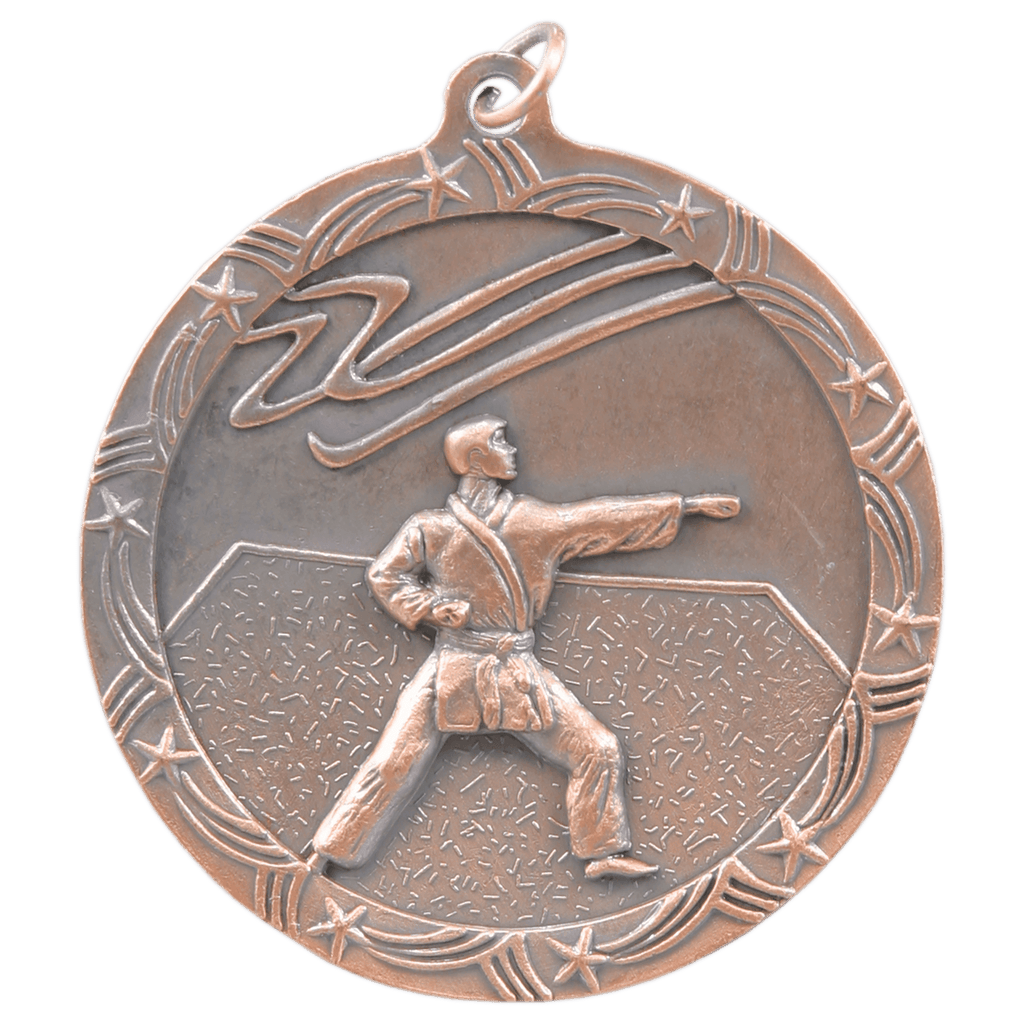 Antique Bronze 2 1/2" Martial Arts Shooting Star Medal