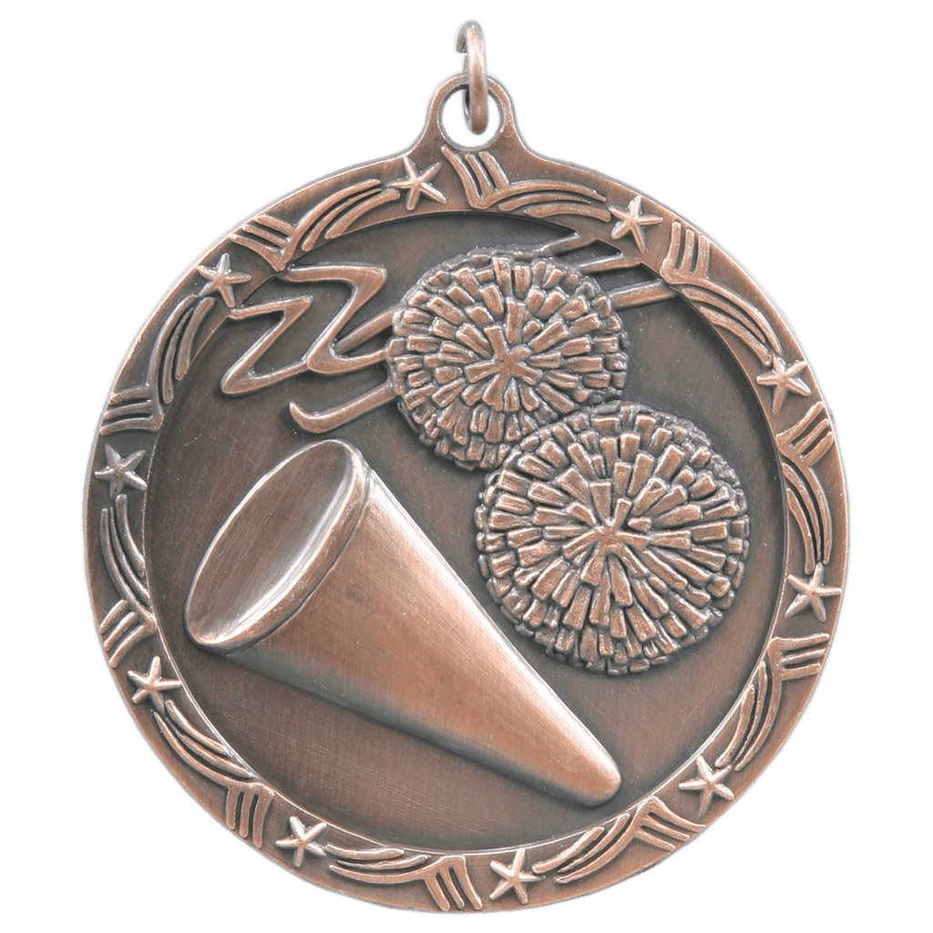 Antique Bronze 2 1/2" Cheer Shooting Star Medal