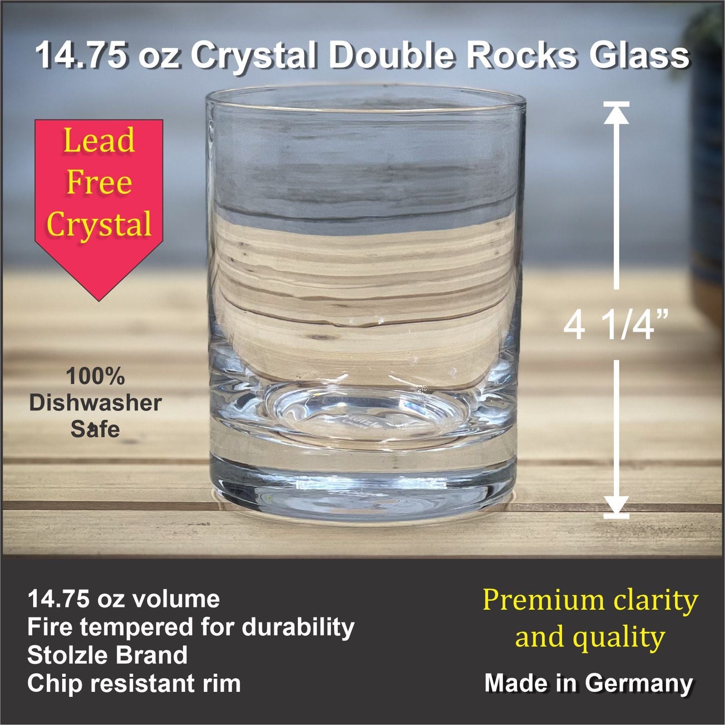 Deer Head Vintage  - 14 oz Crystal Double Rocks Glass