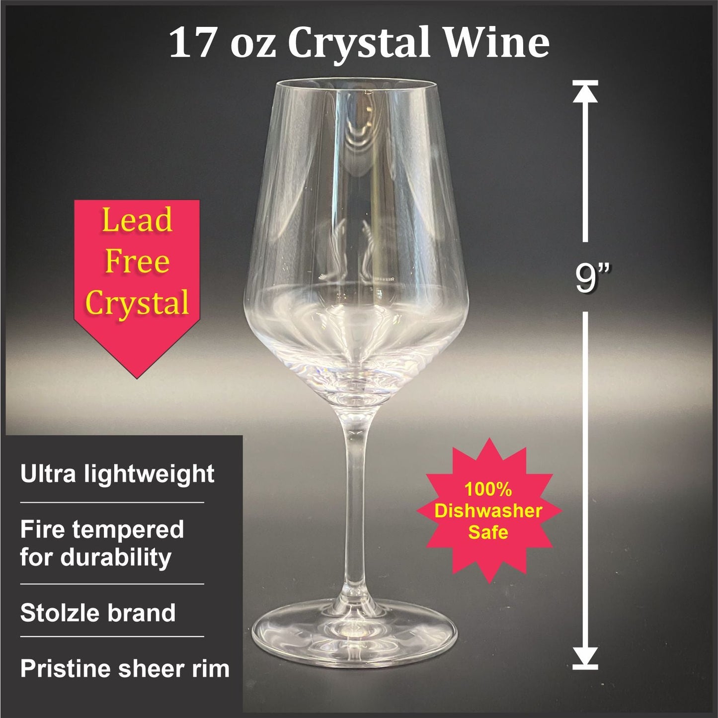 Vintage Deer - Stemmed Crystal Wine 17.25 oz