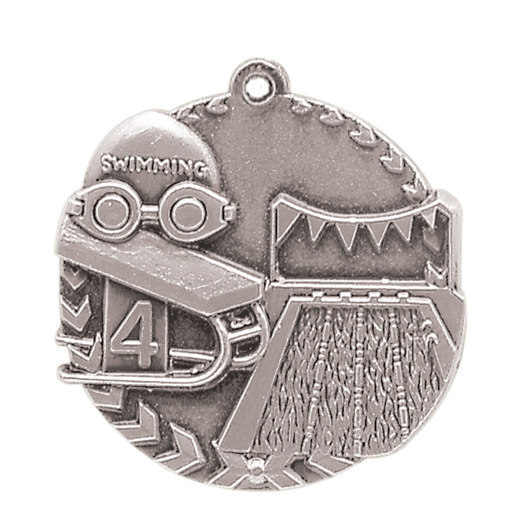 Antique Silver 1 3/4" Swimming Millennium Medal