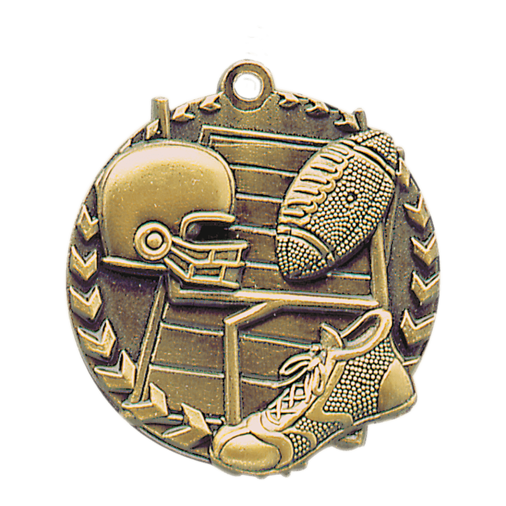 Antique Gold 1 3/4" Football Millennium Medal
