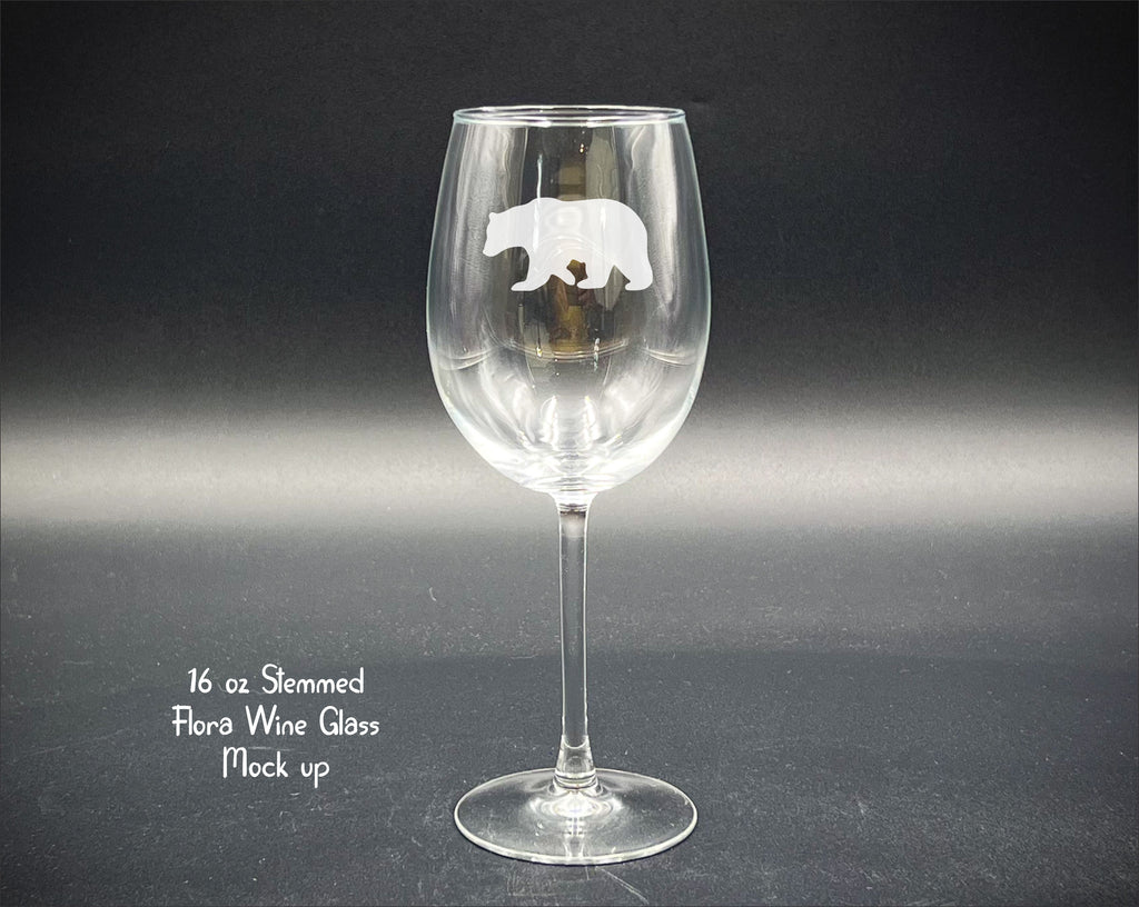 Bear  - 16 oz Flora Stemmed Wine Glass