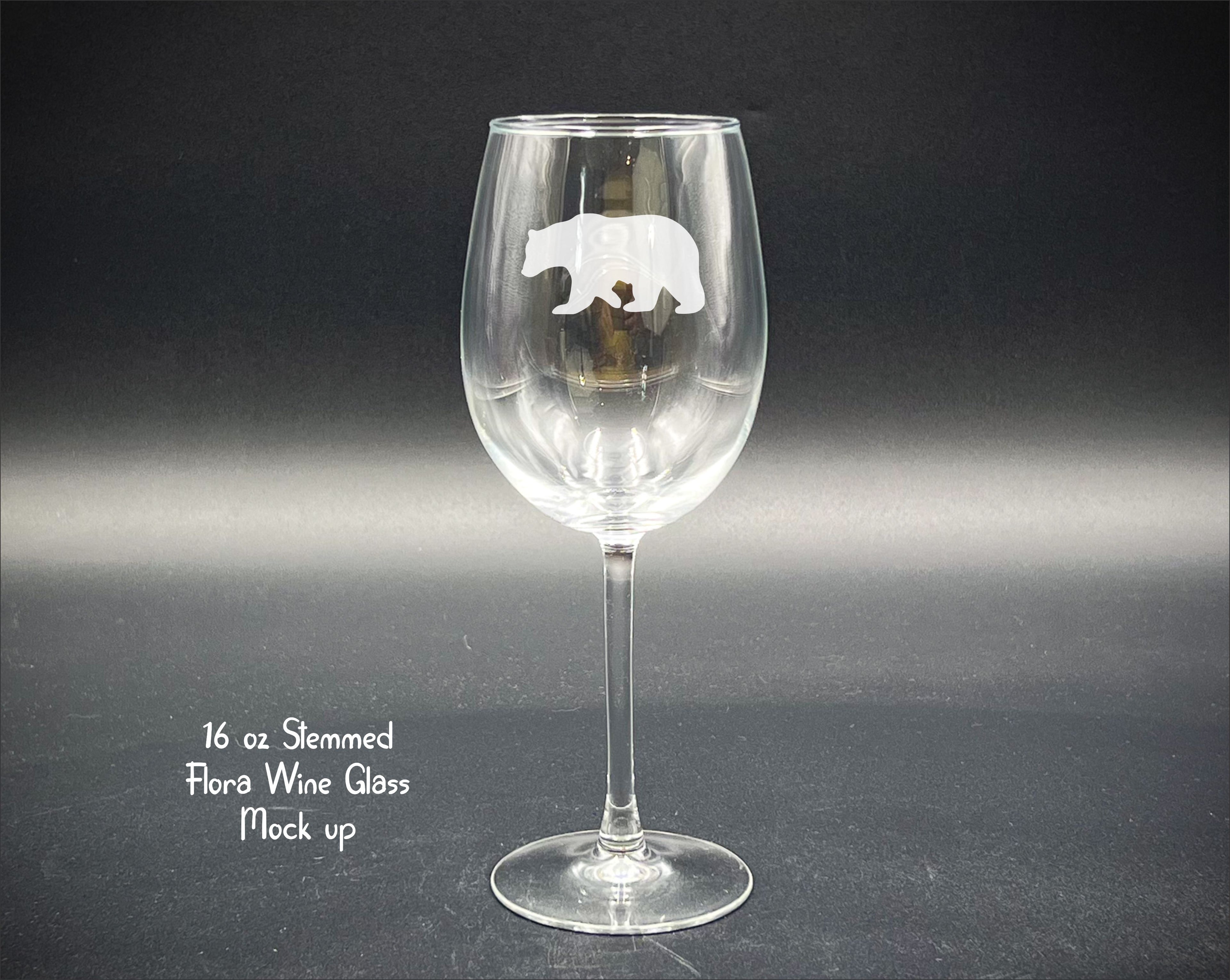 Bear  - 16 oz Flora Stemmed Wine Glass