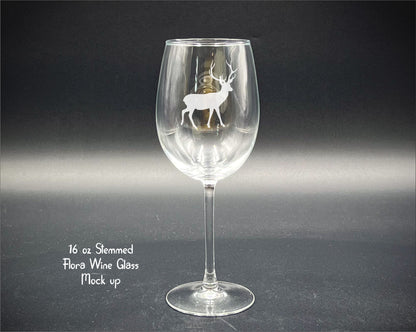 Deer - 16 oz Flora Stemmed Wine Glass