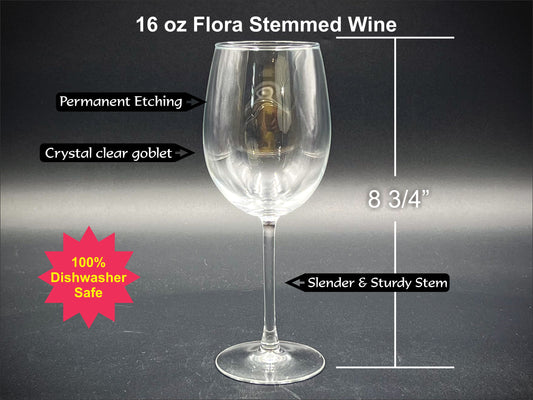 Your Design 16 oz Stemmed Flora Wine Glass