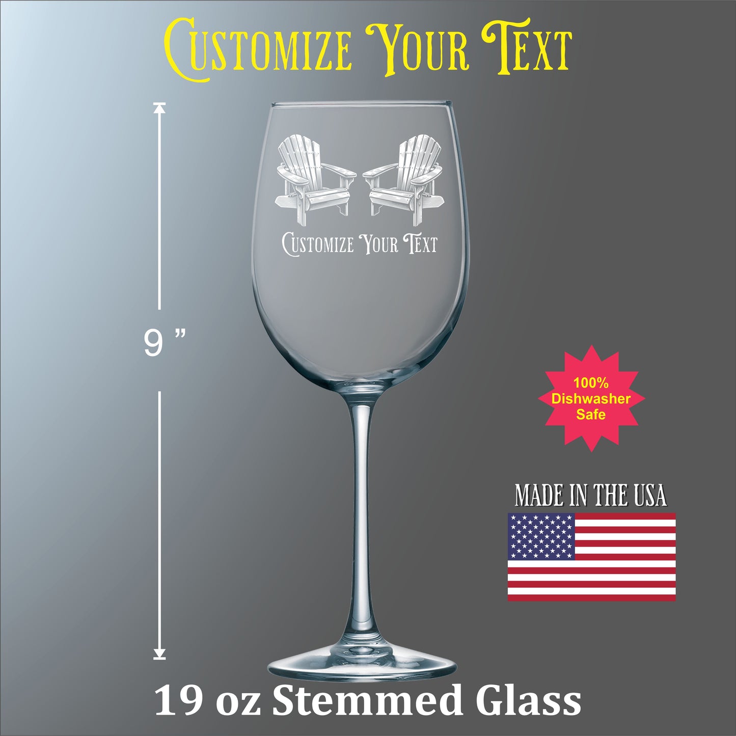 Adirondack Chairs Vintage 19 oz Stemmed Wine Glass