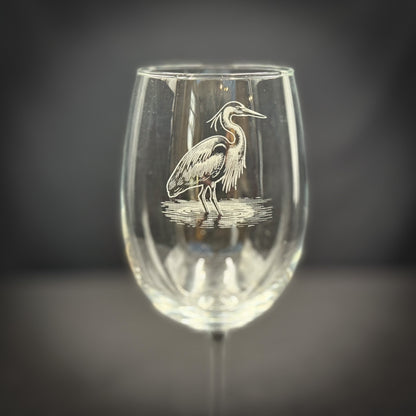 Blue heron 19 oz Stemmed Wine Glass