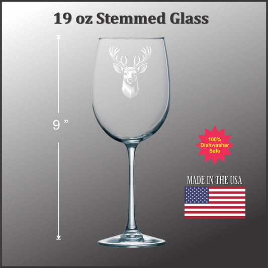 Deer Head - 19 oz Stemmed Wine Glass