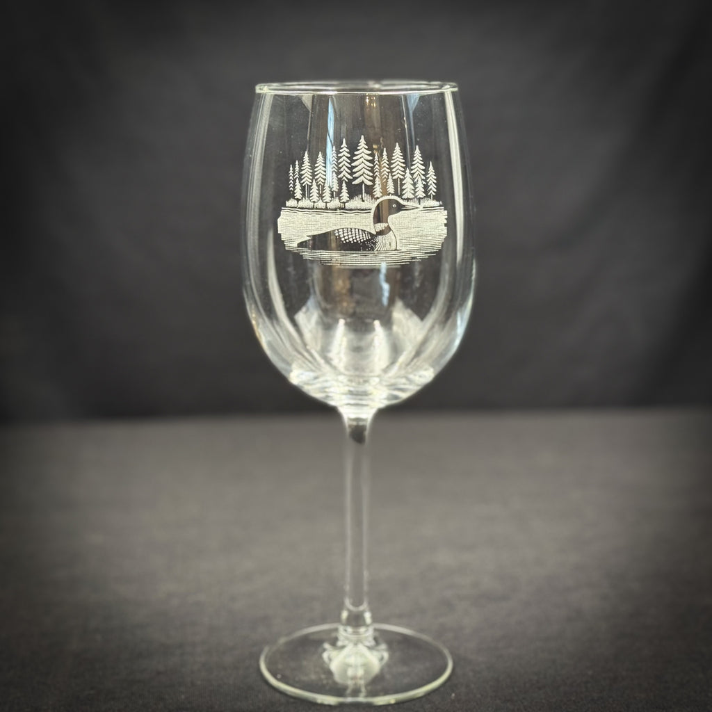 Loon on a Lake oz Stemmed Wine Glass