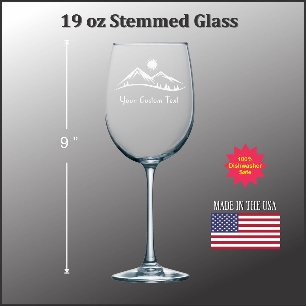 Mountains and Trees - 19 oz Stemmed Wine Glass