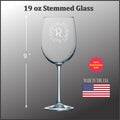 Floral Letter Custom 19 oz Stemmed Wine Glass