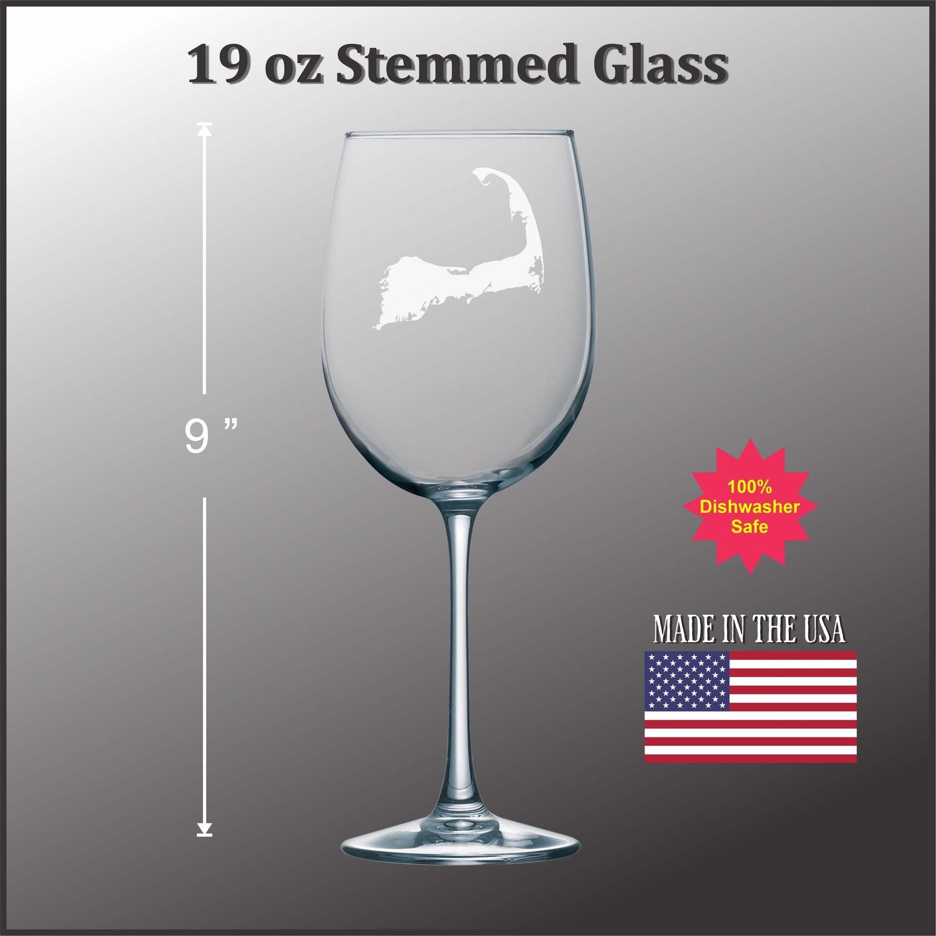 2019 breeders cup glass Cape Cod Outline Stemmed Wine Glass: (19oz Capacity) – Adirondack Etching