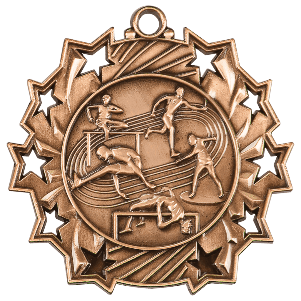 Antique Bronze 2 1/4" Track & Field Ten Star Medal