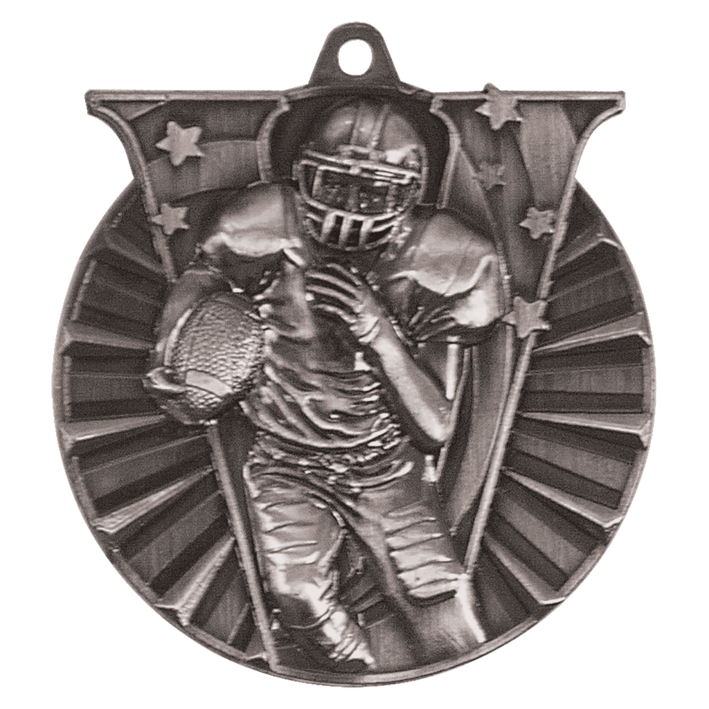 Antique Silver 2" Football Victory Medal