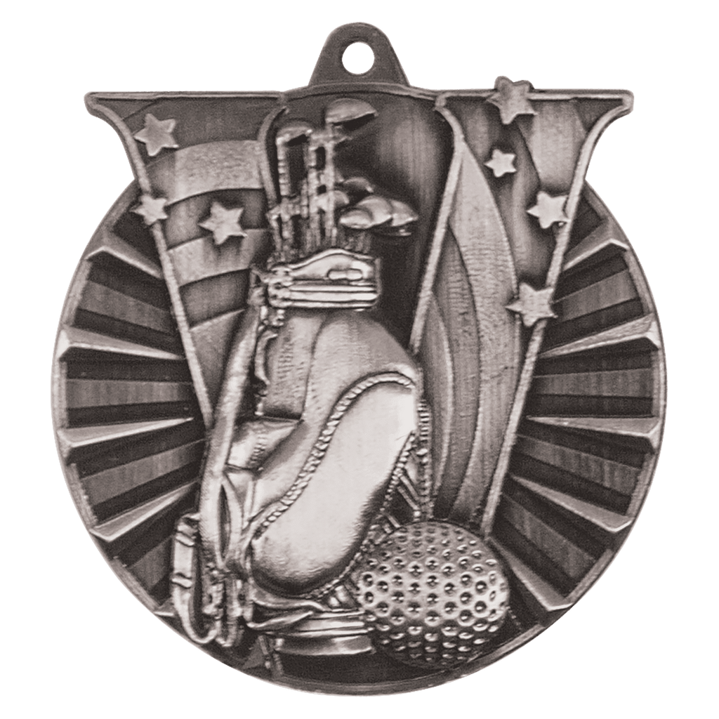 Antique Silver 2" Golf Victory Medal