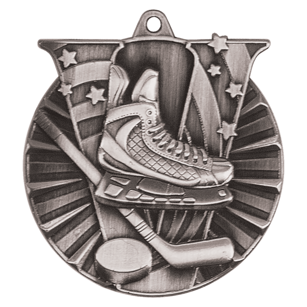 Antique Silver 2" Hockey Victory Medal