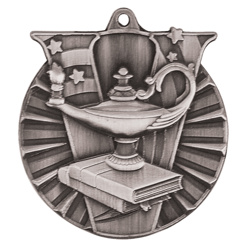 Antique Silver 2" Lamp of Knowledge Victory Medal