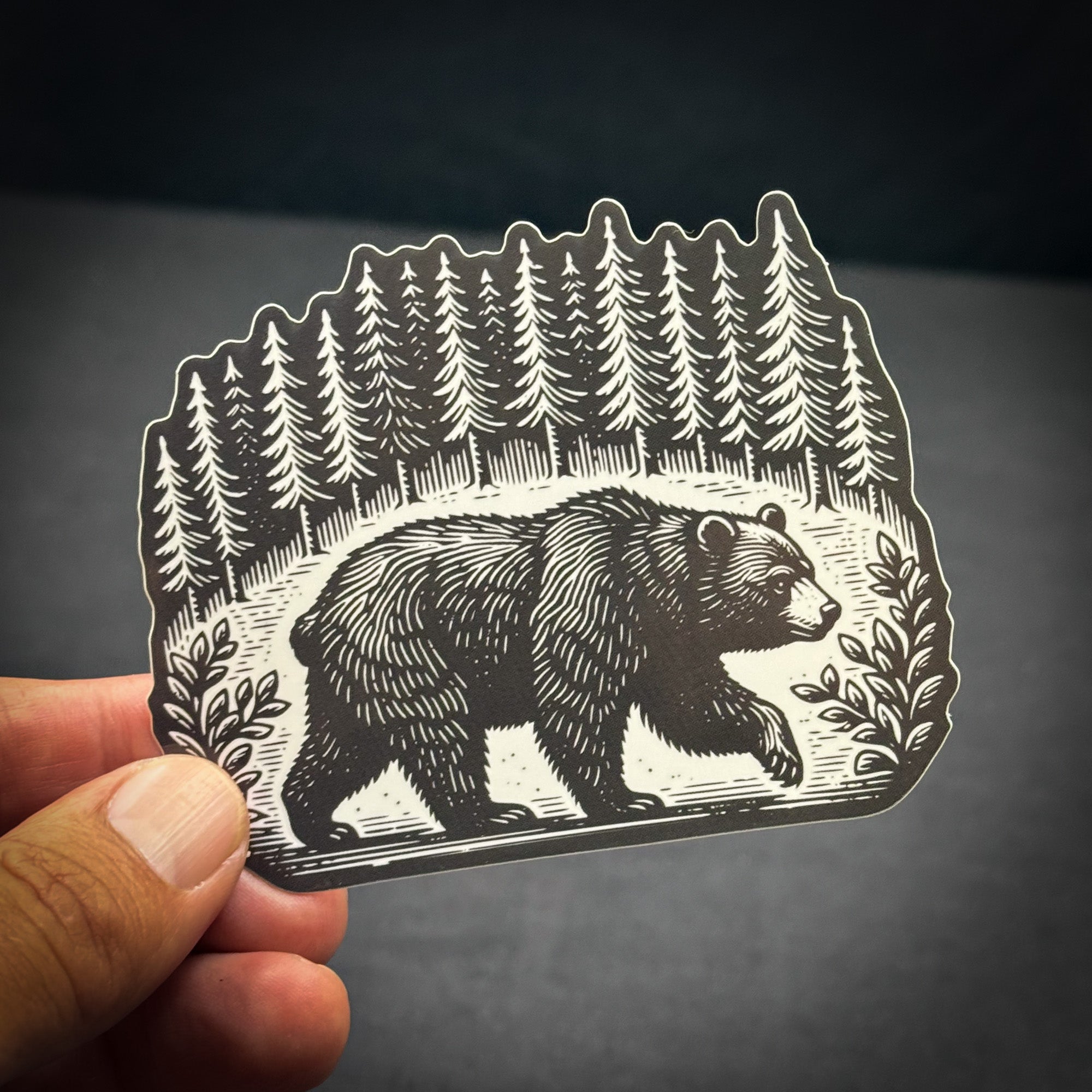 Bear in a Forest - Die cut vinyl sticker