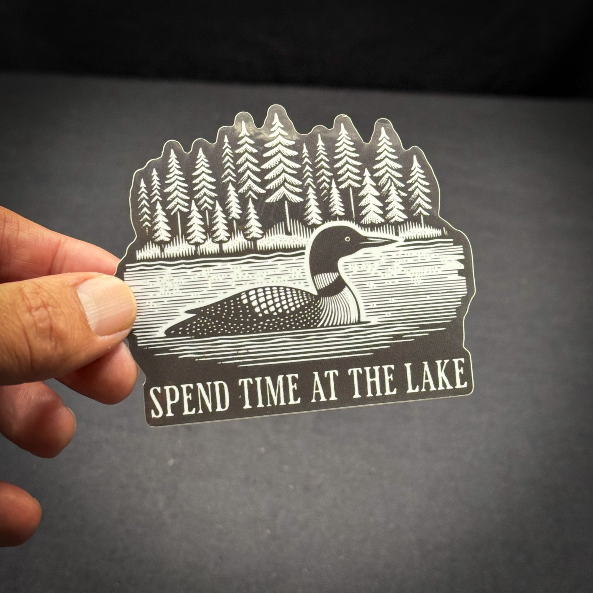 Loon on the Lake Spend Time at the Lake - Die cut vinyl sticker