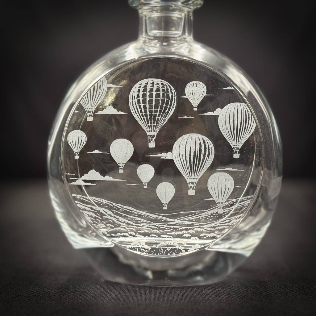 Hot Air Balloons  - 750mL Flat Round Glass Decanter