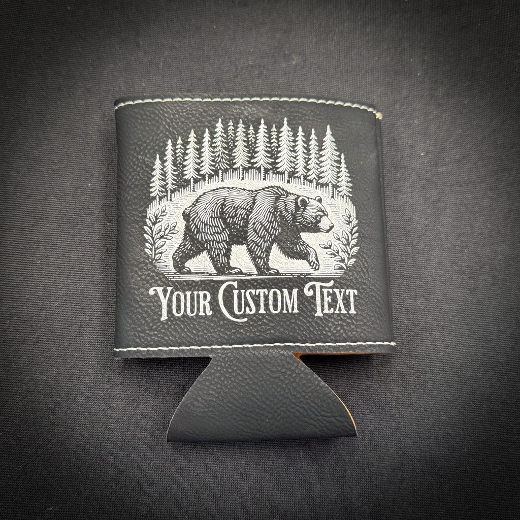 Bear in a Forest Personalized Leatherette Can Holder
